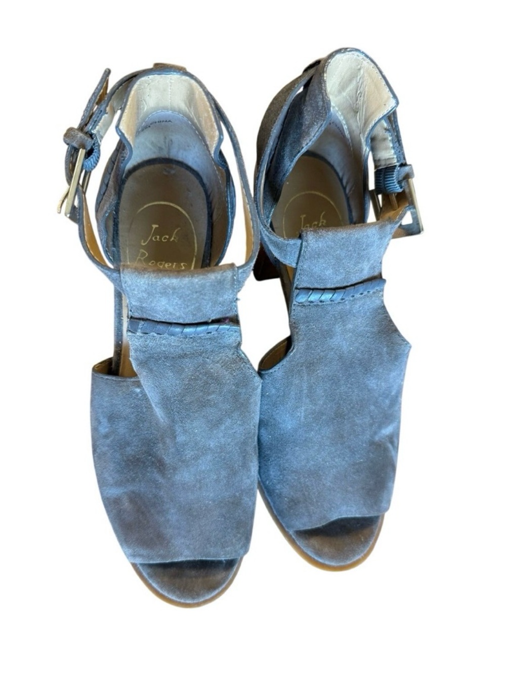 Jack Rogers Cameron Gray Suede Open-Toe Bootie Heel Sandals Womens 6M